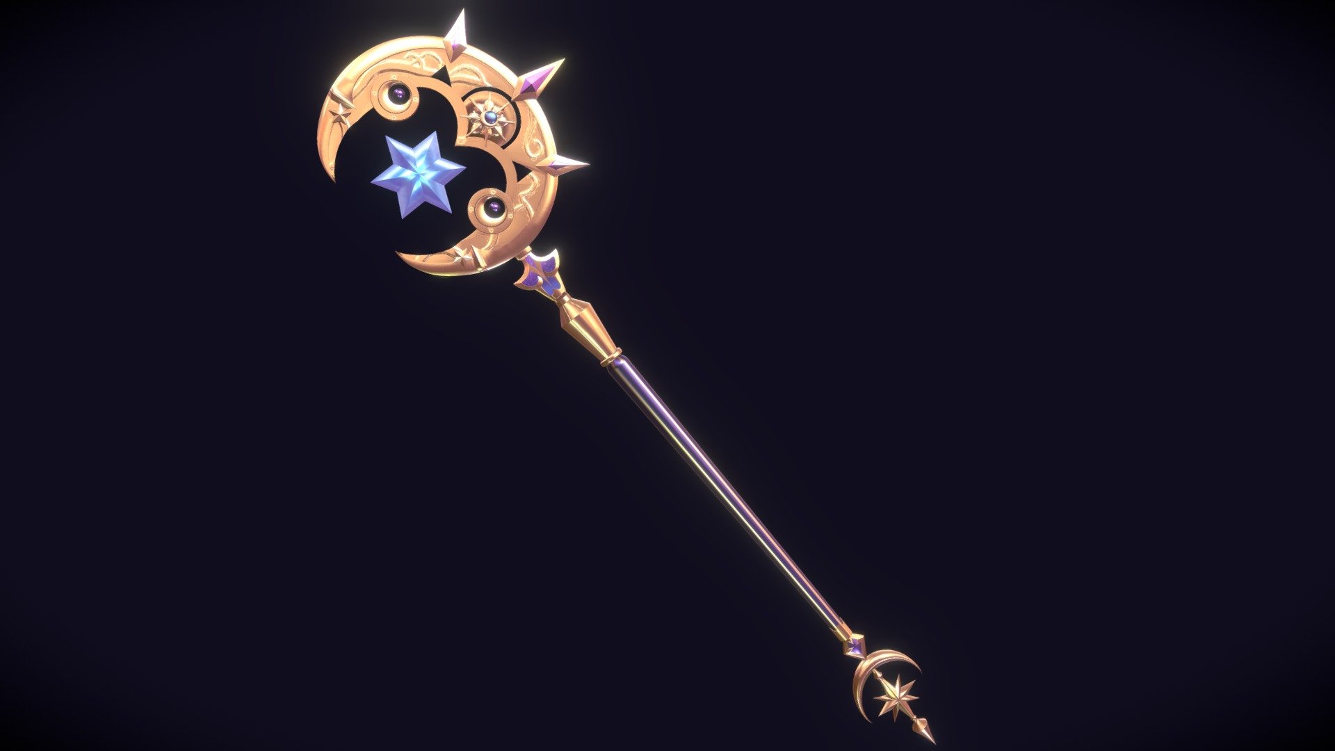 A magic staff, modeled from reference 3d model