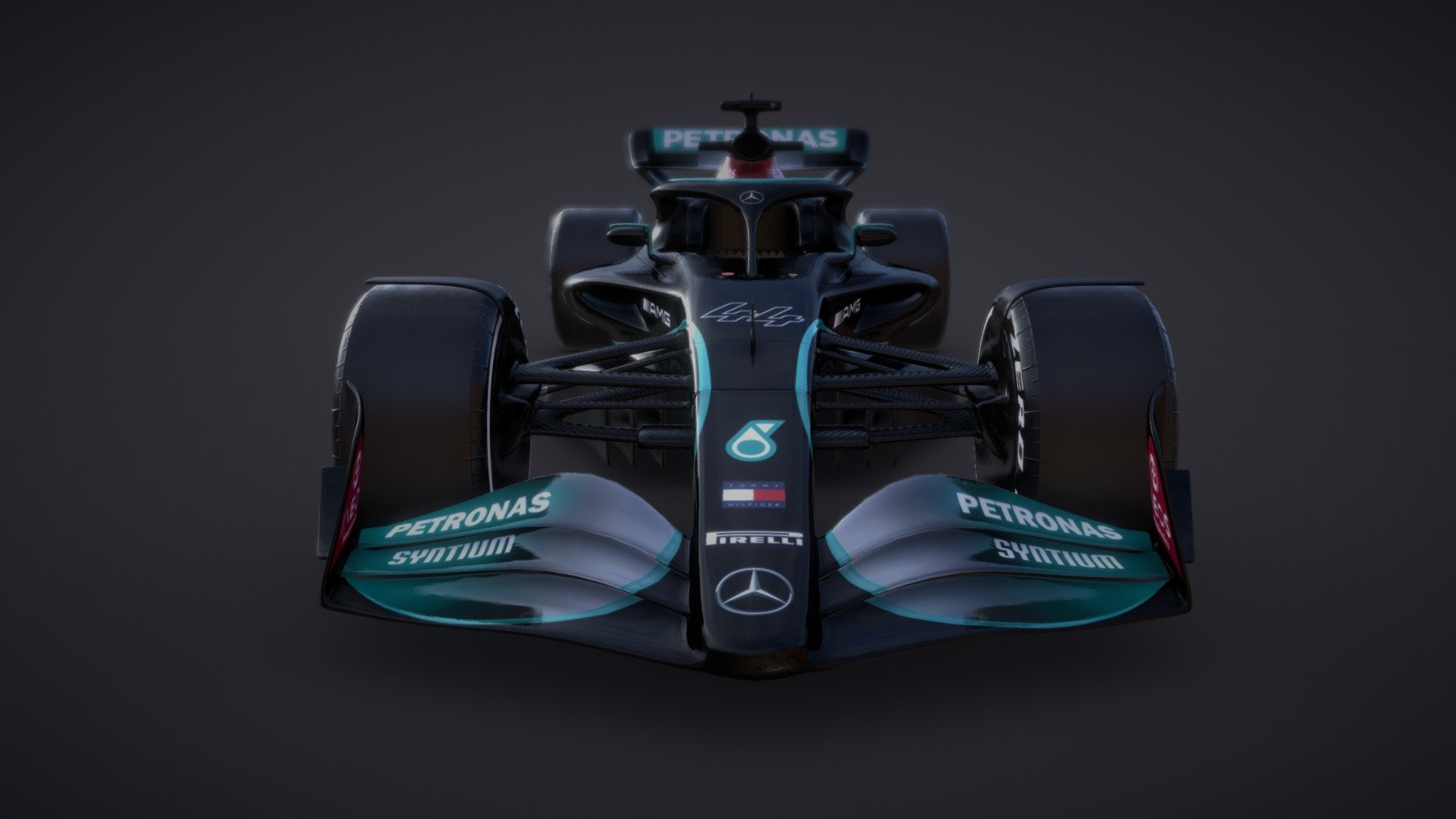 F1 Mercedes W13 concept design, based on Formula 1's upcoming 2022 regulations. In 2022 F1 will dramatically change the cars aerodynamically in order to allow drivers to get closer and race harder. The use of venturi tunnels along the floor of the car will see the return of the 1970's innovation known as ground effect, producing a huge amount downforce and reducing the need for complicated overbody aerodynamic surfaces which hinder the airflow for cars behind.

Optimised with less than 100k faces. High resolution 4k PBR textures, procedural carbon and metal materials. Includes textures for soft, medium and hard tyre compounds, also 3 F1 themed HDRIs and backplates created with Codemaster's F1 2020.

Example render (created with Blender, source file included):
 - F1 Mercedes W13 Concept - Buy Royalty Free 3D model by Nick Broad (@nickbroad) 3d model