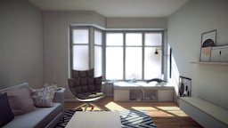 Nordic living room with Vray lighting room, modern, vray, furniture, realistic, architecture, interior