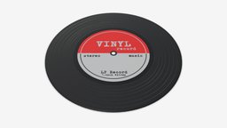 Vinyl record 01 music, track, sound, vintage, stereo, play, audio, disc, record, vinyl, old, turntable, scratch, album, 3d, pbr, black