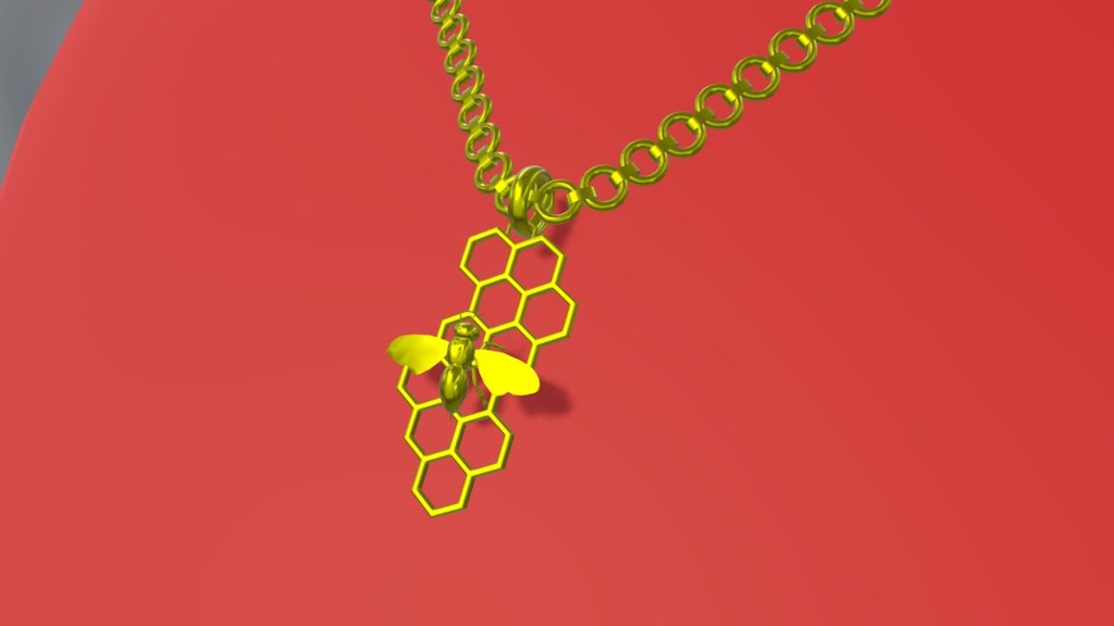 Golden Bee Necklace - 3D model by Flip Axis (@flipaxis) 3d model