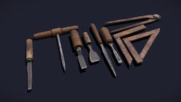 Carpenter_Handworking_Tools_FBX hammer, viking, tools, medieval, carpentry