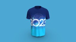 Round Neck Happy New Year 2023 T-Shirts tee, 3ddesign, newyear, apparel, newdesign, 2023, 3dcloth, 3dclothing, newyeartee