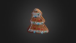 Gingerbread Tree 3 (LowPoly) tree, retopology, christmas, gingerbread, photogrammetry, blender, polycam