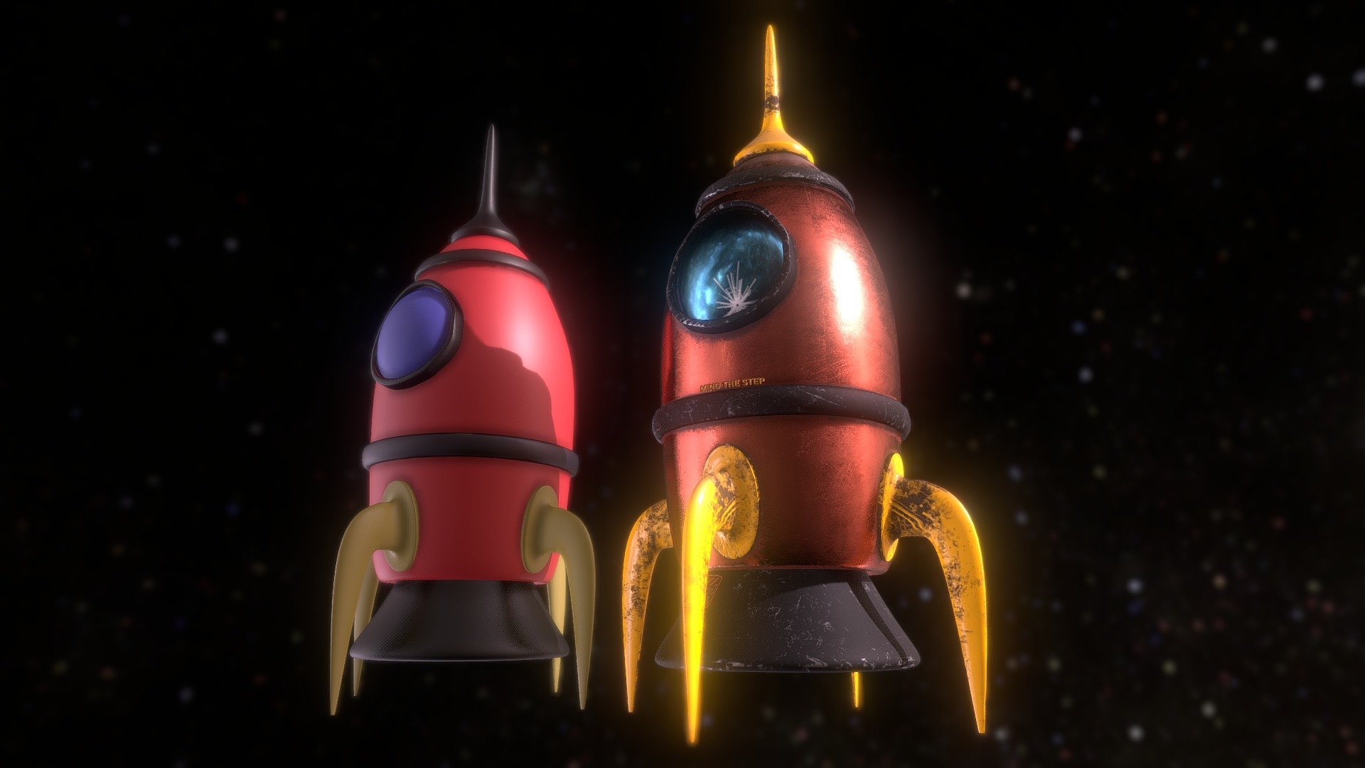 A quick cartoon rocket made in Blender based on a tutorial by Grant Abbitt
I decided to give Substance Painter a try, after a bit of messing around I was quite please with the end result 3d model