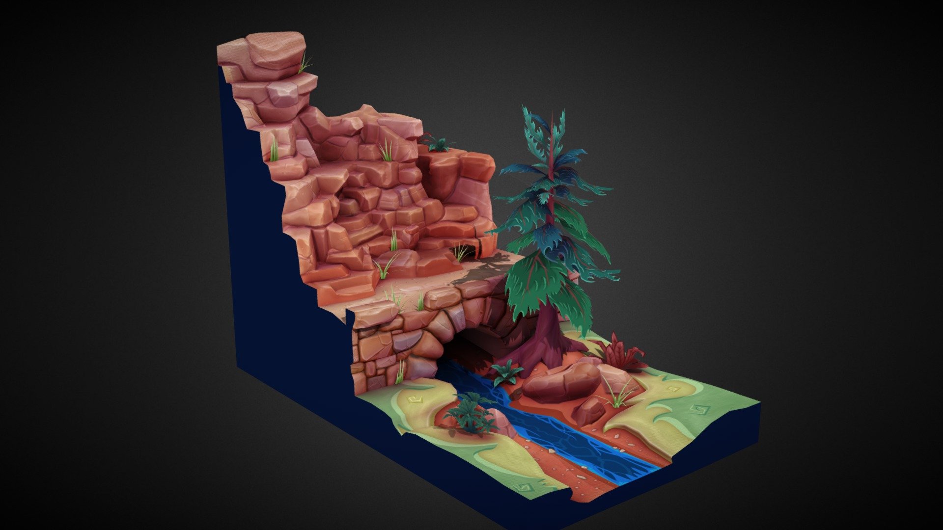 Valley Diorama: 5270 triangles, 2048 diffuse and alpha map - Forest Valley Diorama - 3D model by mattwells3d 3d model
