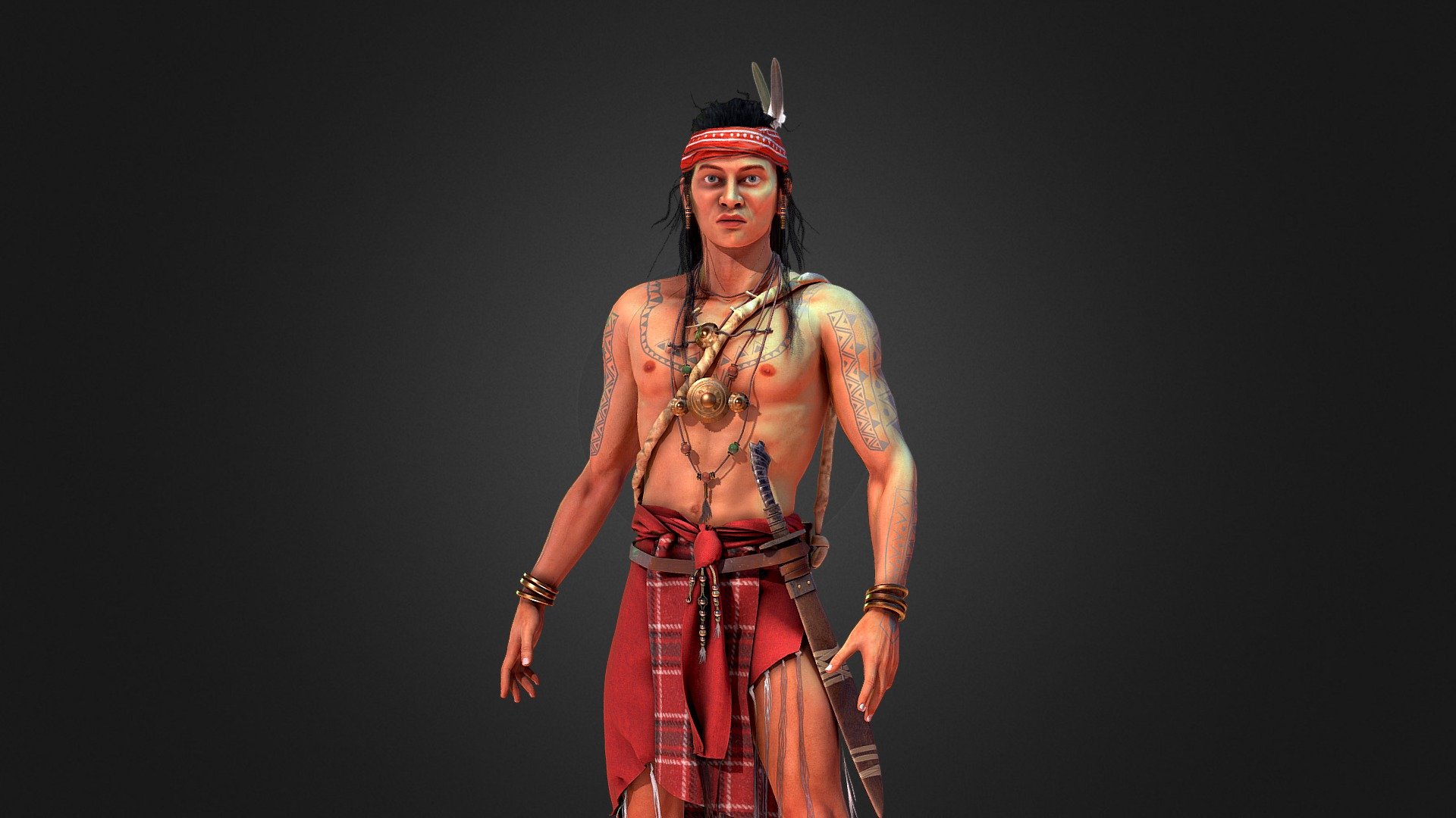 a native American warrior based on Bryan Sola artwork 3d model