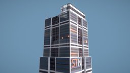 Stylized Highrise City Building TV Station
