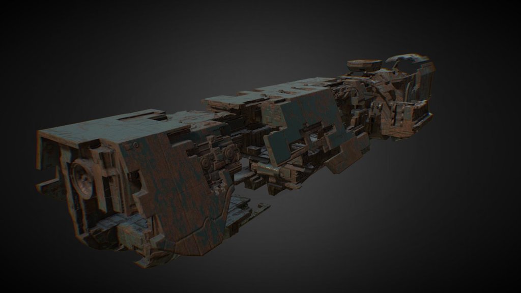A test render for a spaceship wreck map - USNV Yetsumo wreck 6 - 3D model by strangelet 3d model