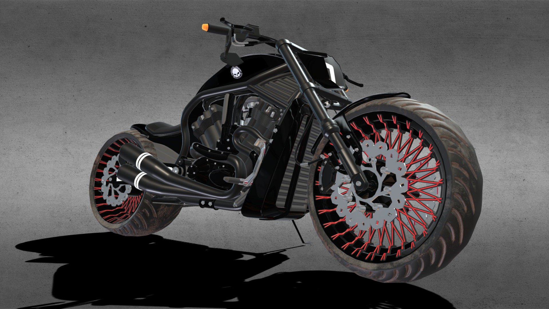Hello everyone,
Here is Harley Davidson V Rod Custom Bike.
Software Used:- Autodesk Maya 3D, Adobe Substance Painter And Adobe Photoshop 3d model