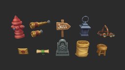 1|10 Stylized Hand-Painted Props