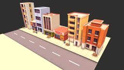 Buildings 3d, blender, gameart, city, stylized, street