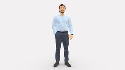Man In Blue Shirt 0492 style, shirt, people, fashion, clothes, miniatures, realistic, character, 3dprint, model, man, blue, male