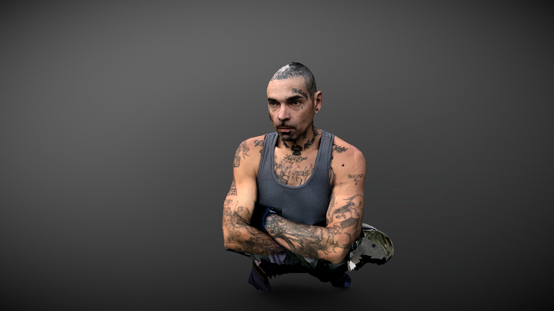 Man is covered in tattoos from head to toe - Ben is da Man - 3D model by Theworkings 3d model