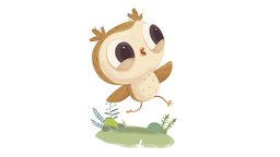 Odo owl, forest, bird, handpainted, low-poly, blender
