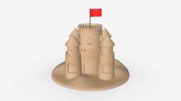 Sand castle 03 tower, castle, toy, build, coast, sand, holiday, beach, vacation, leisure, childhood, 3d, pbr, fantasy, sea