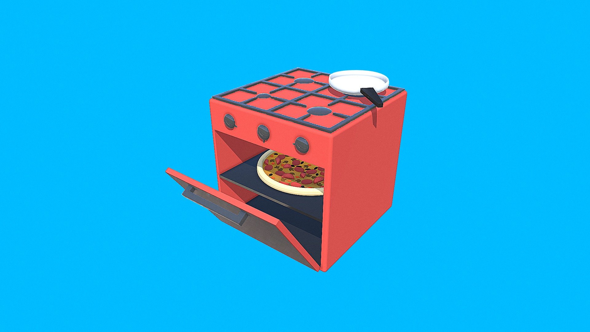 Cartoon Oven and Pizza :) - Cartoon Oven - Download Free 3D model by İlhan Fehimovski (@ilhanfehimovski) 3d model