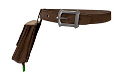 Brown Leather Utility Belt With Bag steampunk, leather, money, medieval, with, brown, belt, pocket, pouch, utility, pbr, low, poly, female, male