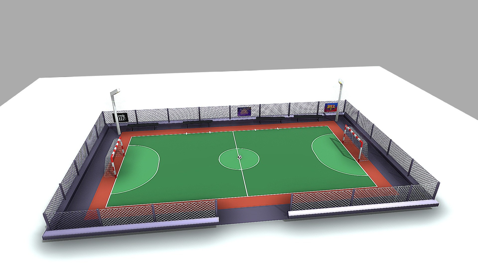 football field of street made with a lot details and complete he come full texture and very big to you put on the scenery for used on the your game of soccer 3d model