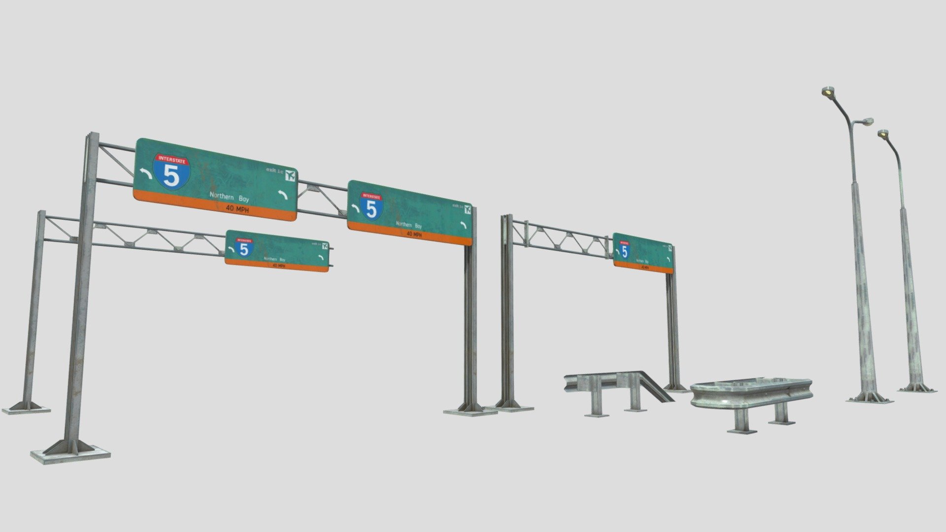 highway guard rail signs and street lights with 4k pbr textures Low-poly
collection of highway guard rail signs and street lights - highway guard rail signs and street lights - Buy Royalty Free 3D model by topchannel1on1 3d model