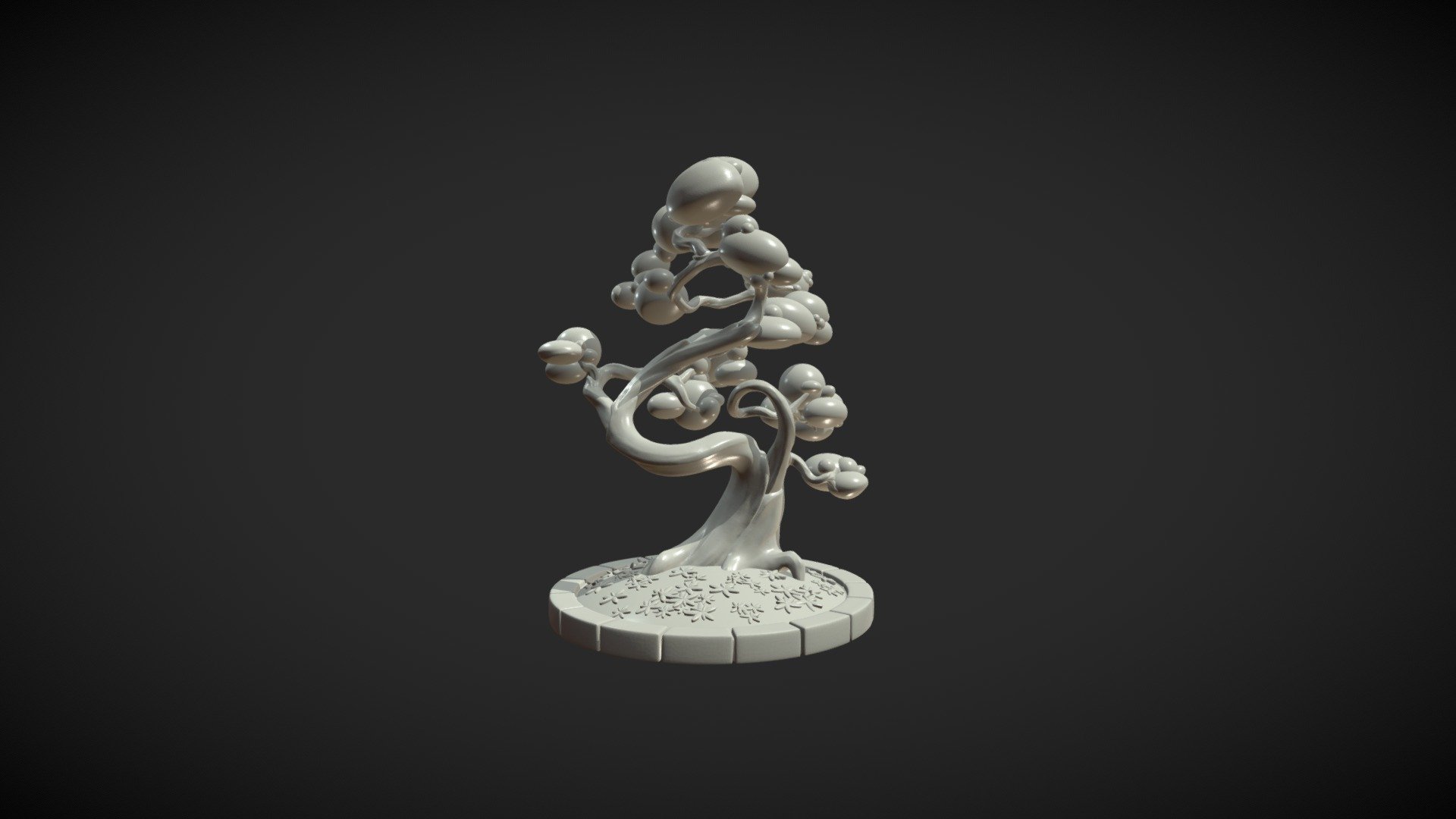 Print ready Tree.

Mesh is manifold. 
Measure units are millimeters, it is about 5.8 cm in height.

Faces count: 690766 (tris)

Here is three version of the model:

1) Ftree-Solid.blend (.obj, .stl, .fbx, .dae)

2) Ftree-Solid-dry.blend (.obj, .stl, .fbx, .dae) The tree without foliage.

3) Ftree-Parts.blend (.obj, .stl, .fbx, .dae) Contains separate parts before bolean operations.

Available formats: .blend, .obj, .stl, .fbx, .dae

======================================================== 

Cycles materials that was used for rendering is available in .blend files 3d model