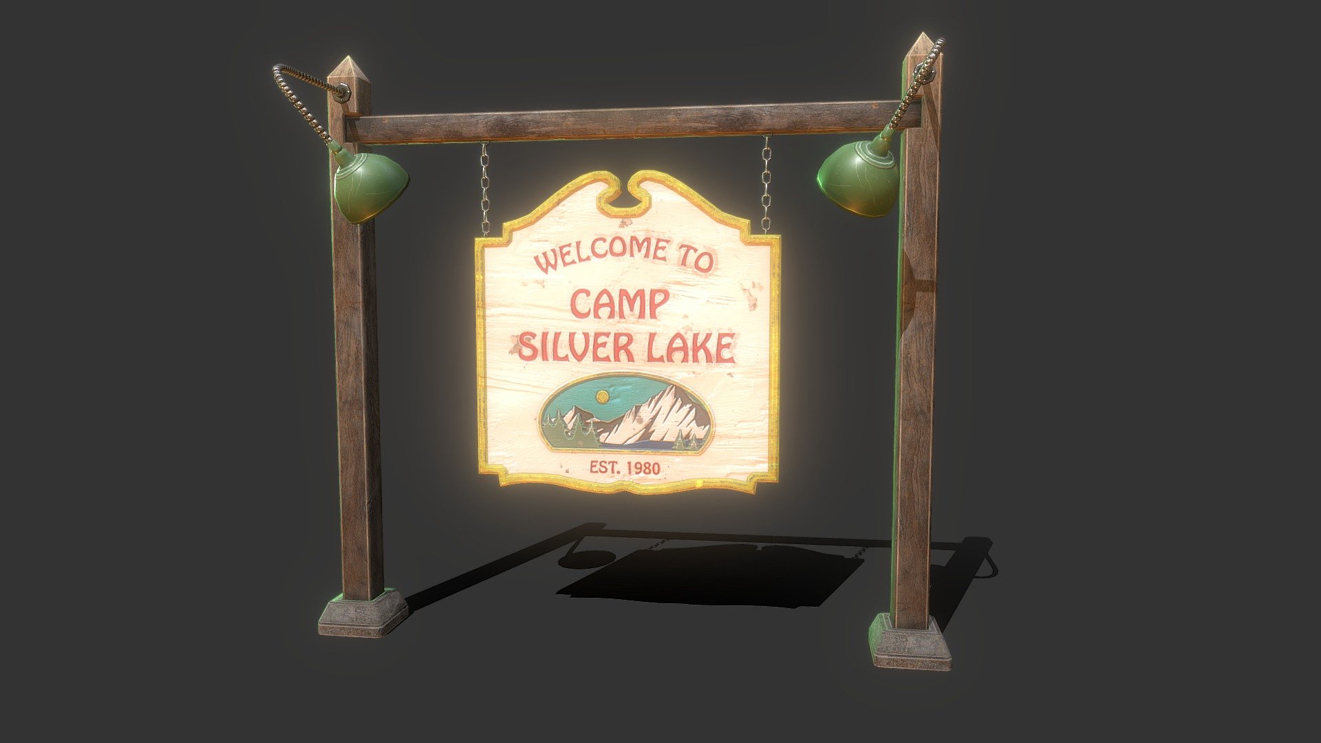 Creepy Campground Sign - First day of Camp - 3D model by TonyGalindo3d 3d model