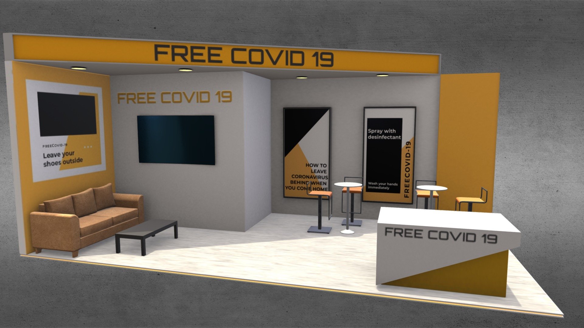 Exhibition Stand - Buy Royalty Free 3D model by Tauffiq Abdllah (@Muhammad.Tauffiq.Abdllah) 3d model