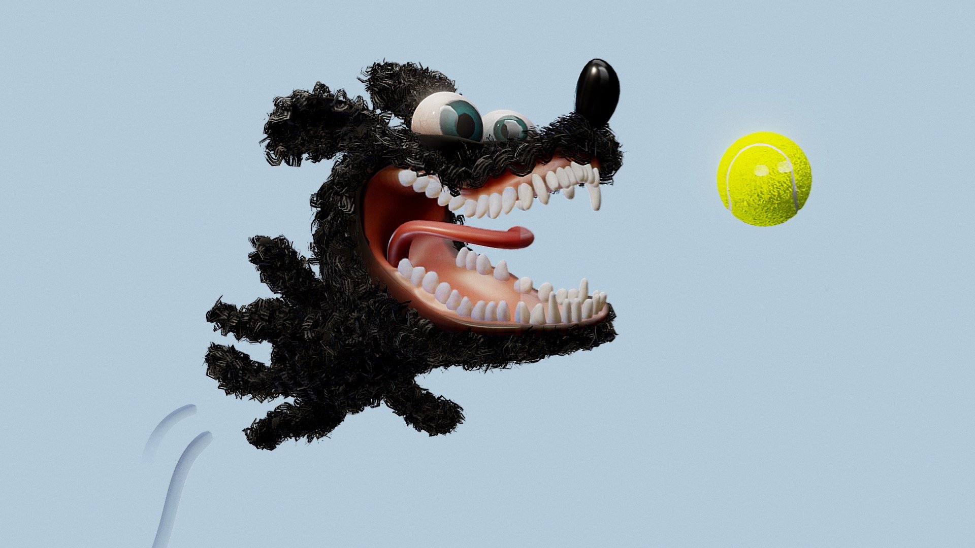 Milford catches the ball.
The Tennisball is made by Cécile Amstad and i bought it from sketchfab 3d model