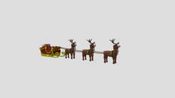 Santa Sleigh Reindeers Gifts winter, deer, christmas, reindeer, merry, sleigh, lowpolyart, lowpolymodel, lowpoly3d, blenderrender, lowpoly-blender, reindeers, lowpoly