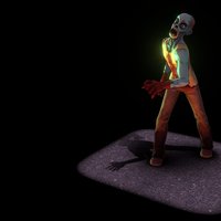 Zombie night blender, lowpoly, low, poly, zombie