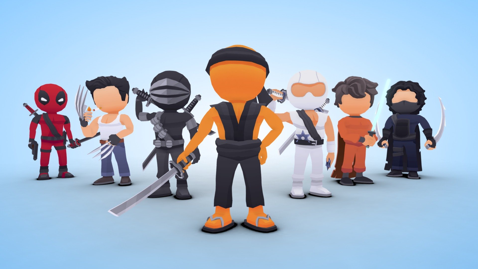 Lowpoly stickmans fighting characters ( cartoon render)
Done on blender with a single gradient map

For any special orders please contact me on my email adress:
Haykel.shaba.designer@gmail.com - Lowpoly stickmans  characters (cartoon render) - 3D model by haykel-shaba (@haykel1993) 3d model