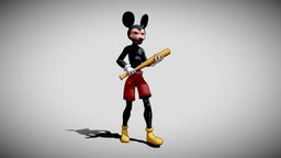 Mickey Mouse cgi, mid-poly, schoolgirl, modeling-blender3d, rigged-character, mickey-mouse, tinkywinky, blender