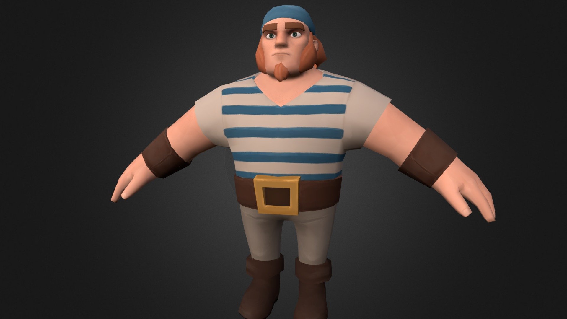 Low Poly game model pirate series first model 3d model