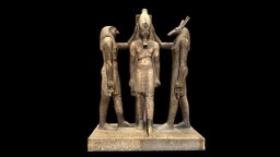 Statue of Ramses III with Horus and Seth