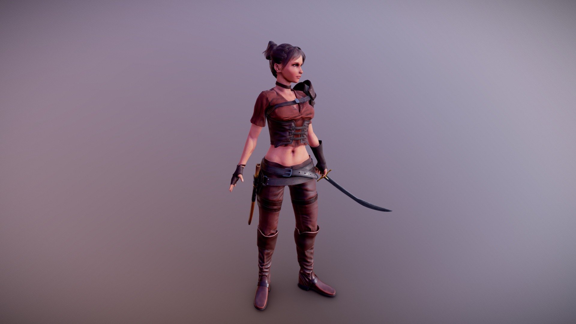 This model took me forever but at the end of the day it finally was finished. A character is based on my own concept. In the beginning, she was an assassin later a pirate, so in the end, she is somewhere in between :D - Rogue girl - 3D model by pianiymaster 3d model