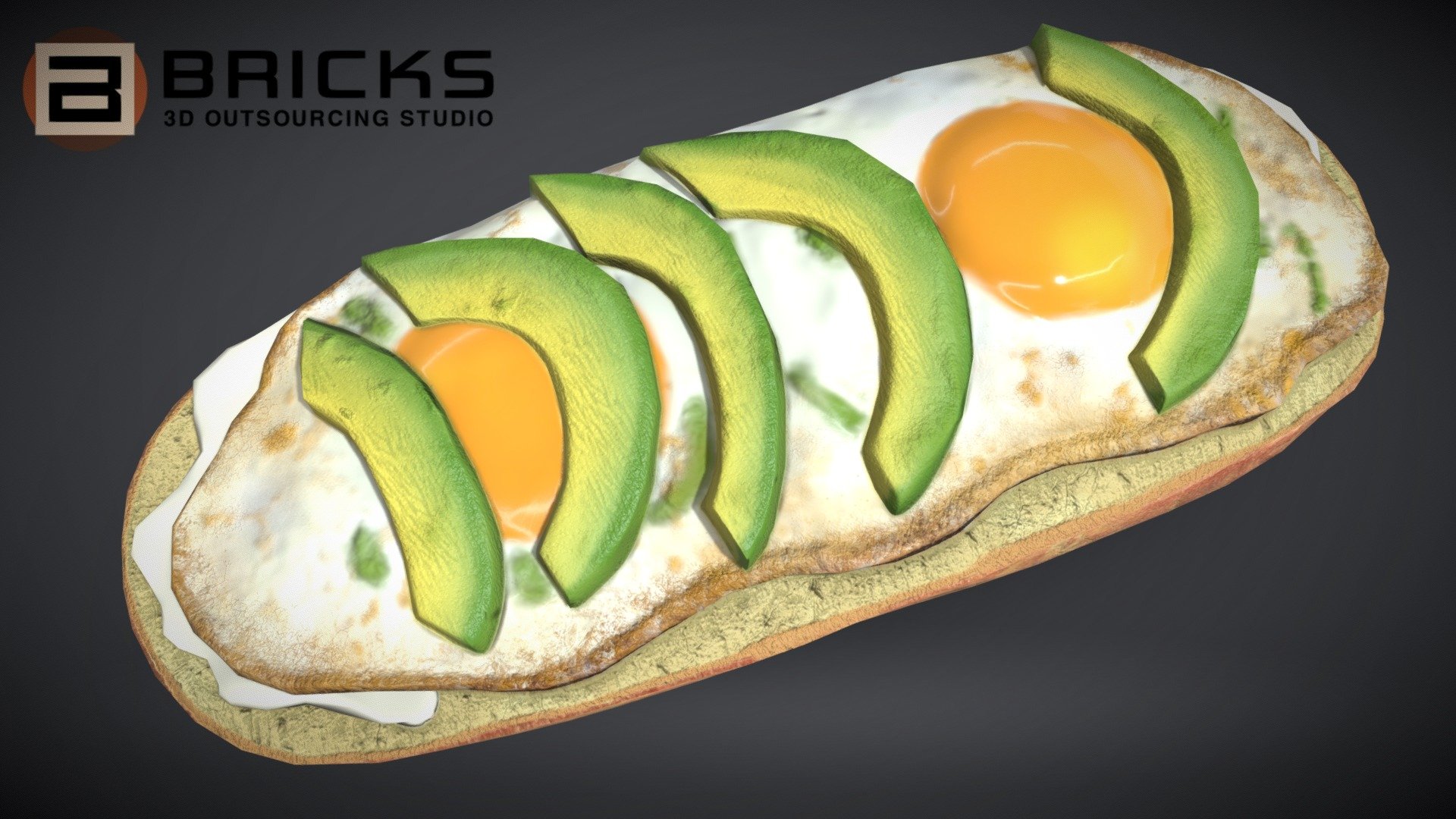 PBR Food Asset:
Avocado Mollete
Polycount: 1870
Vertex count: 995
Texture Size: 2048px x 2048px
Normal: OpenGL

If you need any adjust in file please contact us: team@bricks3dstudio.com

Hire us: tringuyen@bricks3dstudio.com
Here is us: https://www.bricks3dstudio.com/
        https://www.artstation.com/bricksstudio
        https://www.facebook.com/Bricks3dstudio/
        https://www.linkedin.com/in/bricks-studio-b10462252/ - Avocado Mollete - Buy Royalty Free 3D model by Bricks Studio (@bricks3dstudio) 3d model