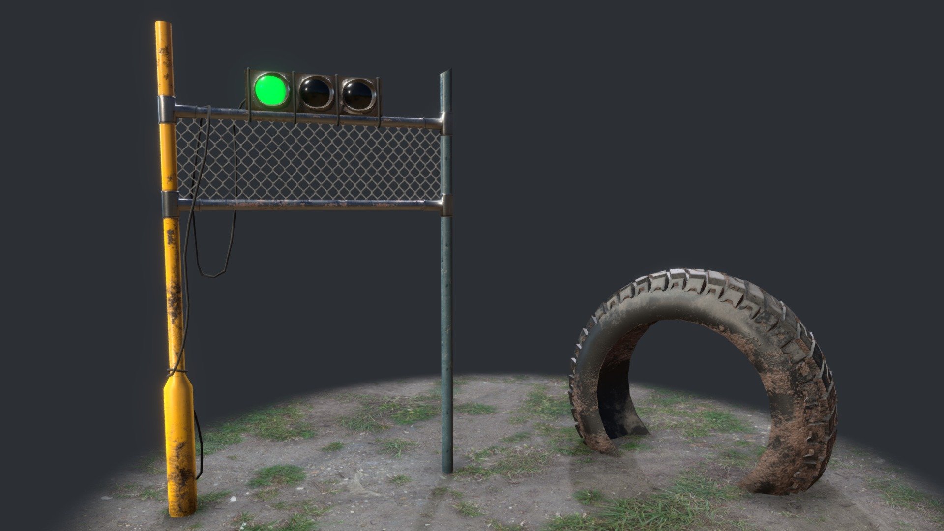Raw and improvised obstacle course props made from junk - Checkpoint and obstacle - Download Free 3D model by Daniel Pełka (@dnplk) 3d model