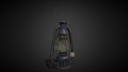 Kerosene lamp lamp, lantern, mine, rust, prop, vintage, damaged, realistic, old, ww1, light