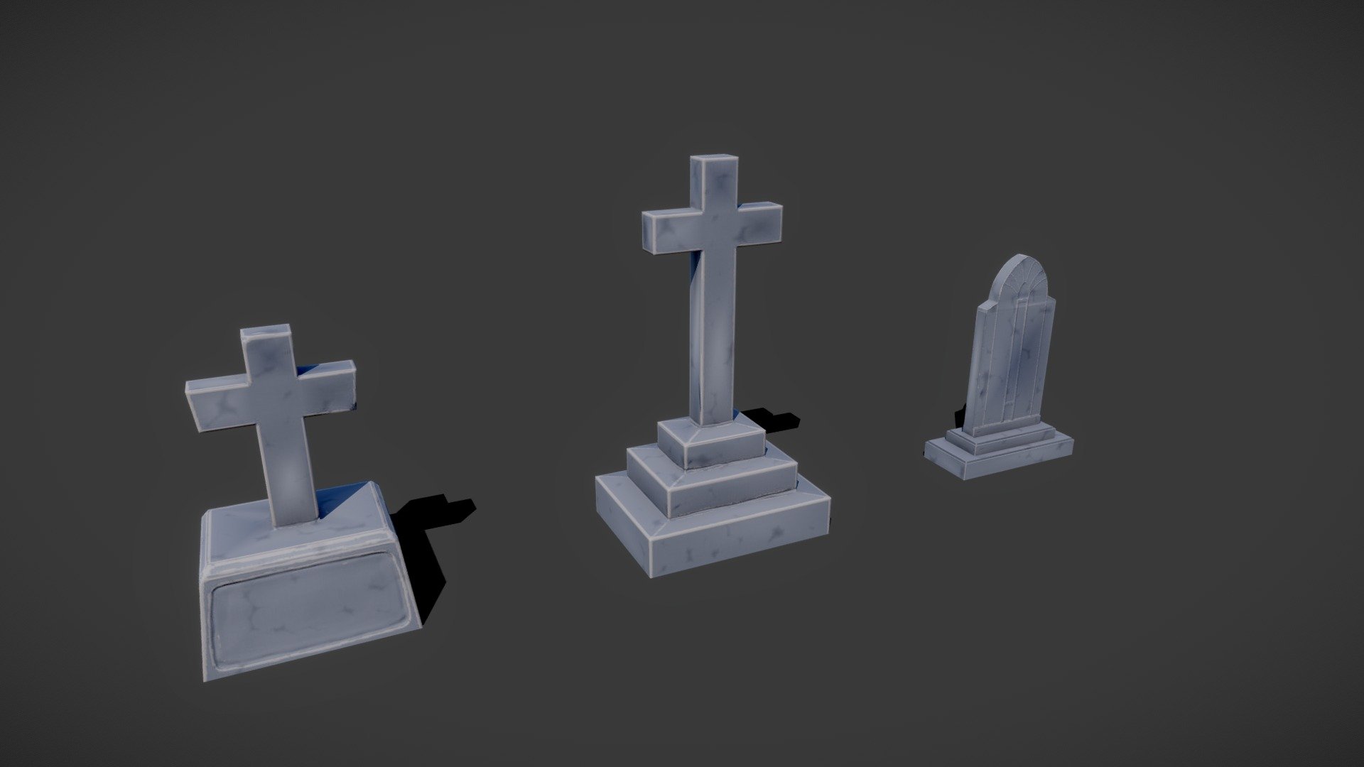 Low poly stylized gravestones 3d model