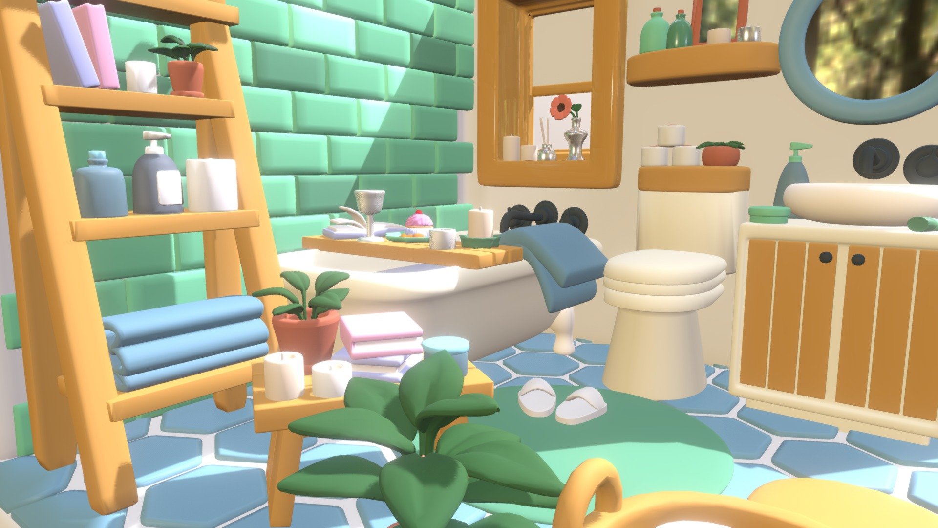 Made in Blender 3.2 | Low-poly room | Ready for Unity - Isometric Bathroom - 3D model by mtereckhovaa 3d model
