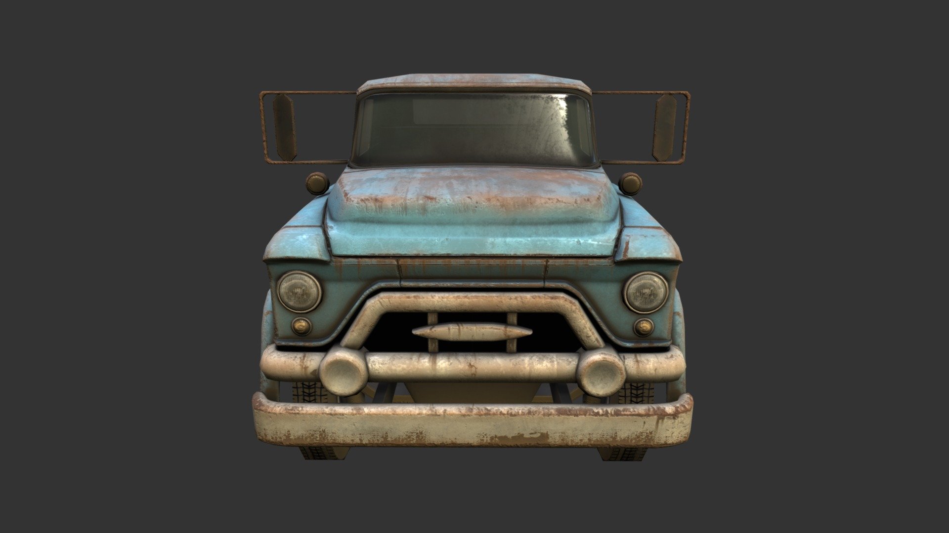 An old 1950's heavy truck, it's a work in progress, I still need to make different bed types for it. Anyone here have suggestions as far as what I should make for them?

Made with 3DSMax and Substance Painter - 1957 Truck WIP - 3D model by Renafox (@kryik1023) 3d model