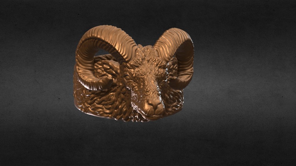 ring head Bighorn Sheep - Bighorn Sheep Ring - 3D model by doncgartist 3d model