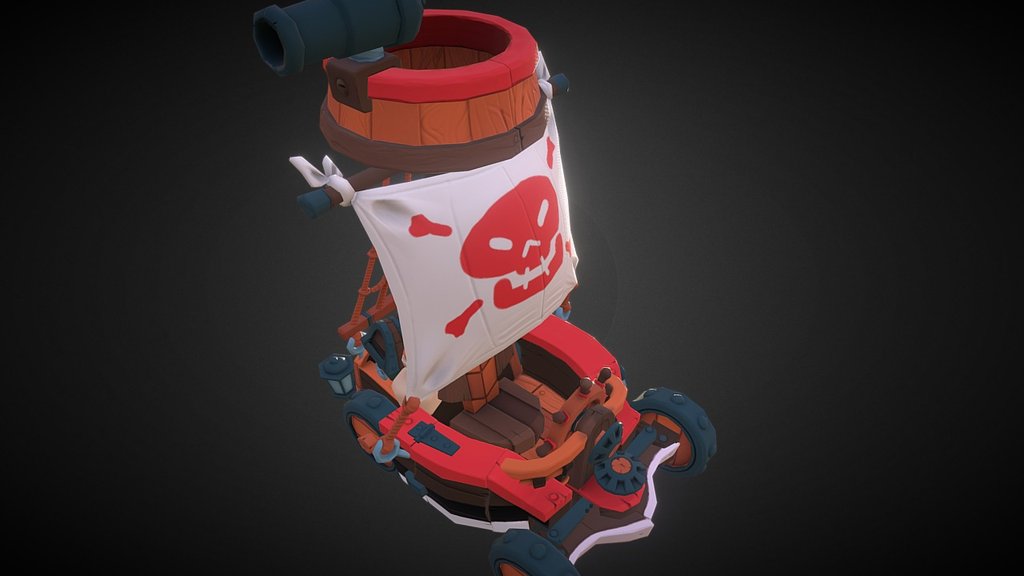 A model of a pirate-themed 2-player racing kart for a game concept - Pirate Kart - 3D model by Michael Tysoe (@filmcryptic) 3d model