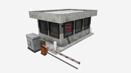 Guard Booth bar, police, gate, abandoned, traffic, security, highway, road, entrance, post, guard, entry, cabin, barrier, service, booth, boom, parking, crossing, stop, toll, low, poly, car