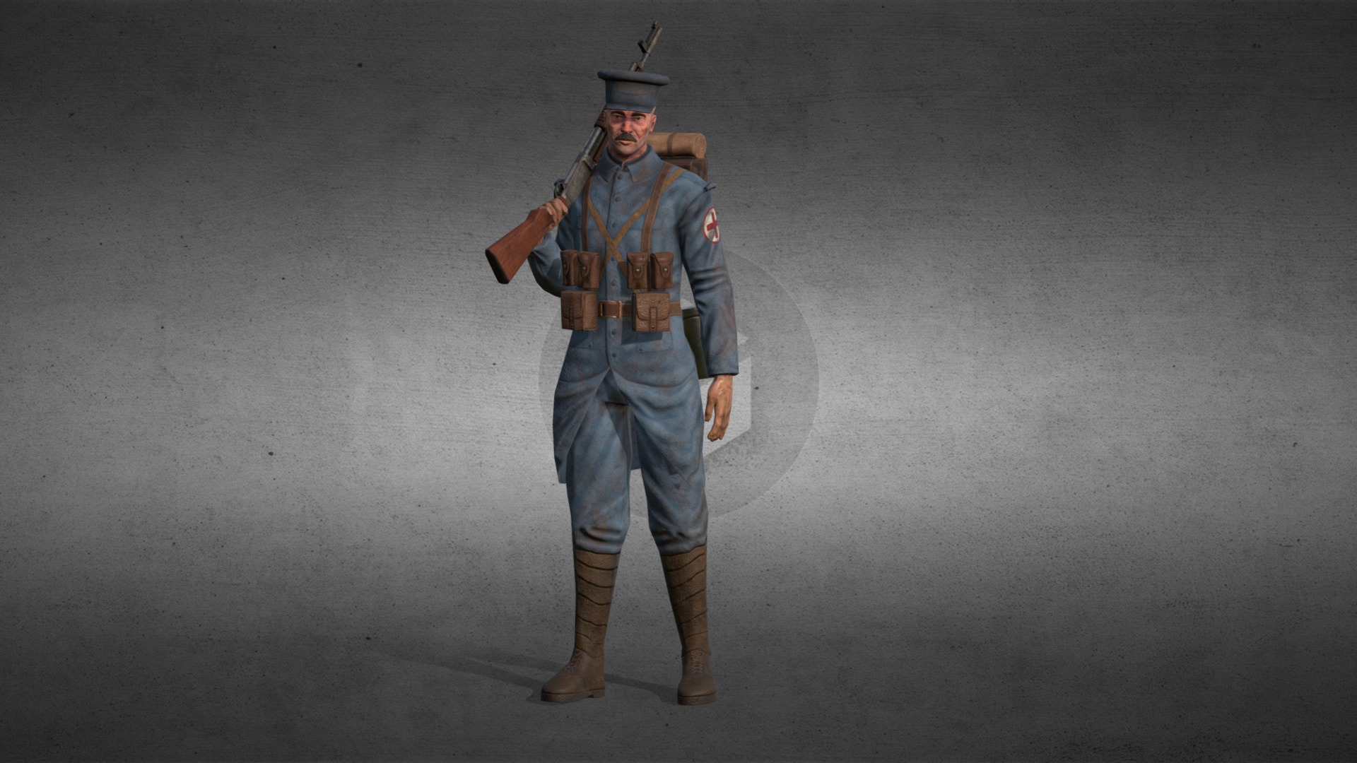 Character for a mobile game about the First World War. FPS shooter from the team of AVES Games Group in VK https://vk.com/weltkrieg.group - French soldier, medic - 3D model by zilbeerman 3d model