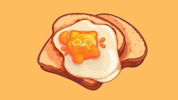 🍳Purrfect egg on toast🍳 food, cat, cute, egg, breakfast, bread, eggs, toast, handpaintedtexture, blender3dmodel, friedegg, food3dmodel, yolk, stylizedmodel, food3d, handpainted, blender, blender3d, stylized, stylized3d