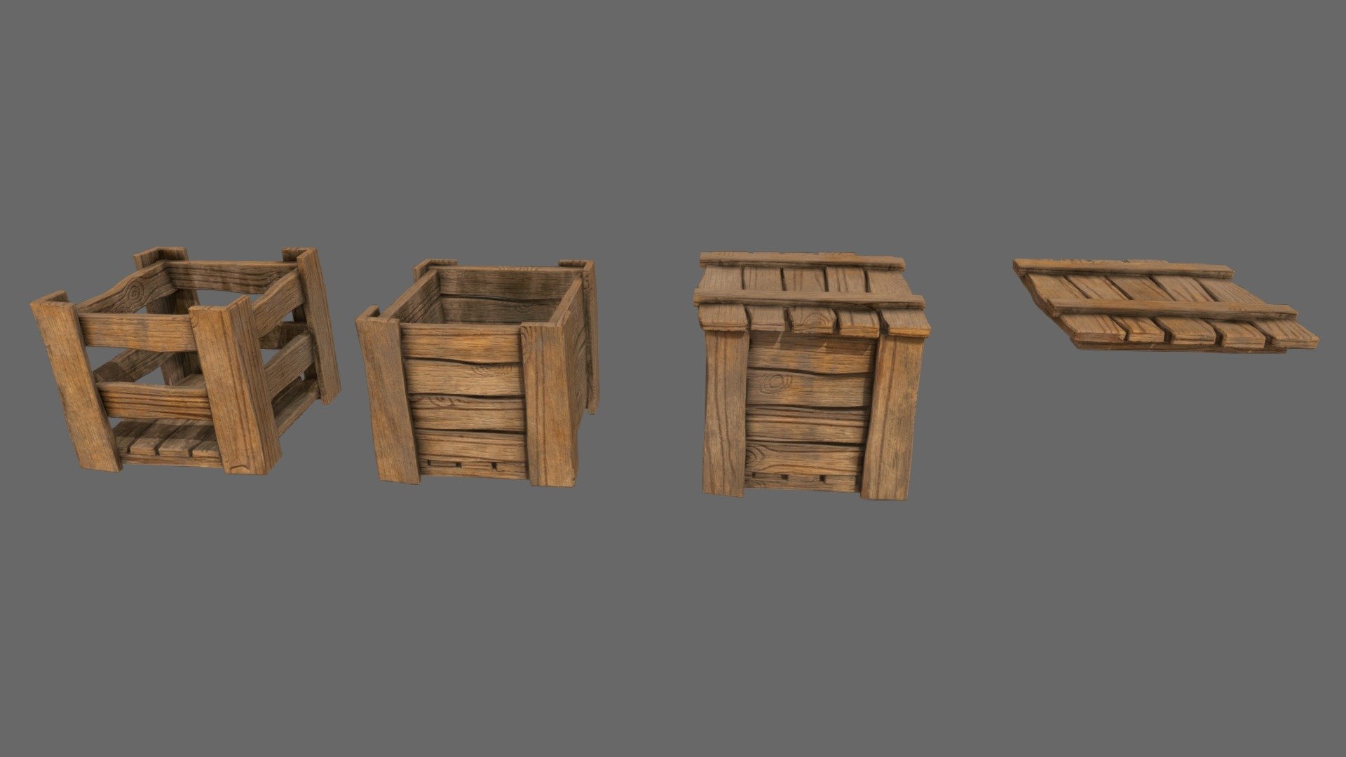 Crates modelled in Maya 2023 and textured in Substance Painter. I was inspired by my asset pack last year with barrels and crates, however I was not a fan of the topology so couldn't just do a re-texture like I did with the barrel asset pack 3d model