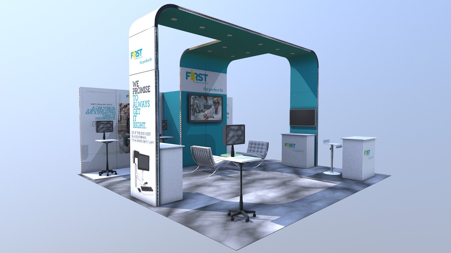 First Healthcare Island Exhibit, trade show display 3d model
