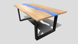 Rivertable modern, furniture, table, resin, wood, steel, rivertable