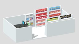 Cartoon LowPoly Supermarket Collection food, shelf, rack, shopping, pack, store, market, furniture, shelving, supermarket, retail, cabinet, package, products, shelves, mart, merchandise, shop, super, simple